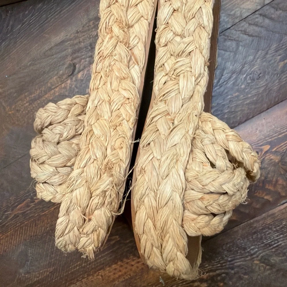 Zara Natural Raffia Platform Wedge Sandals Women's 39 Or US 8.5 GUC ZARA summer - Picture 5 of 11